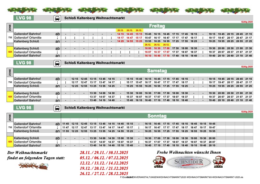 Fahrplan Shuttlebus von Geltendorf